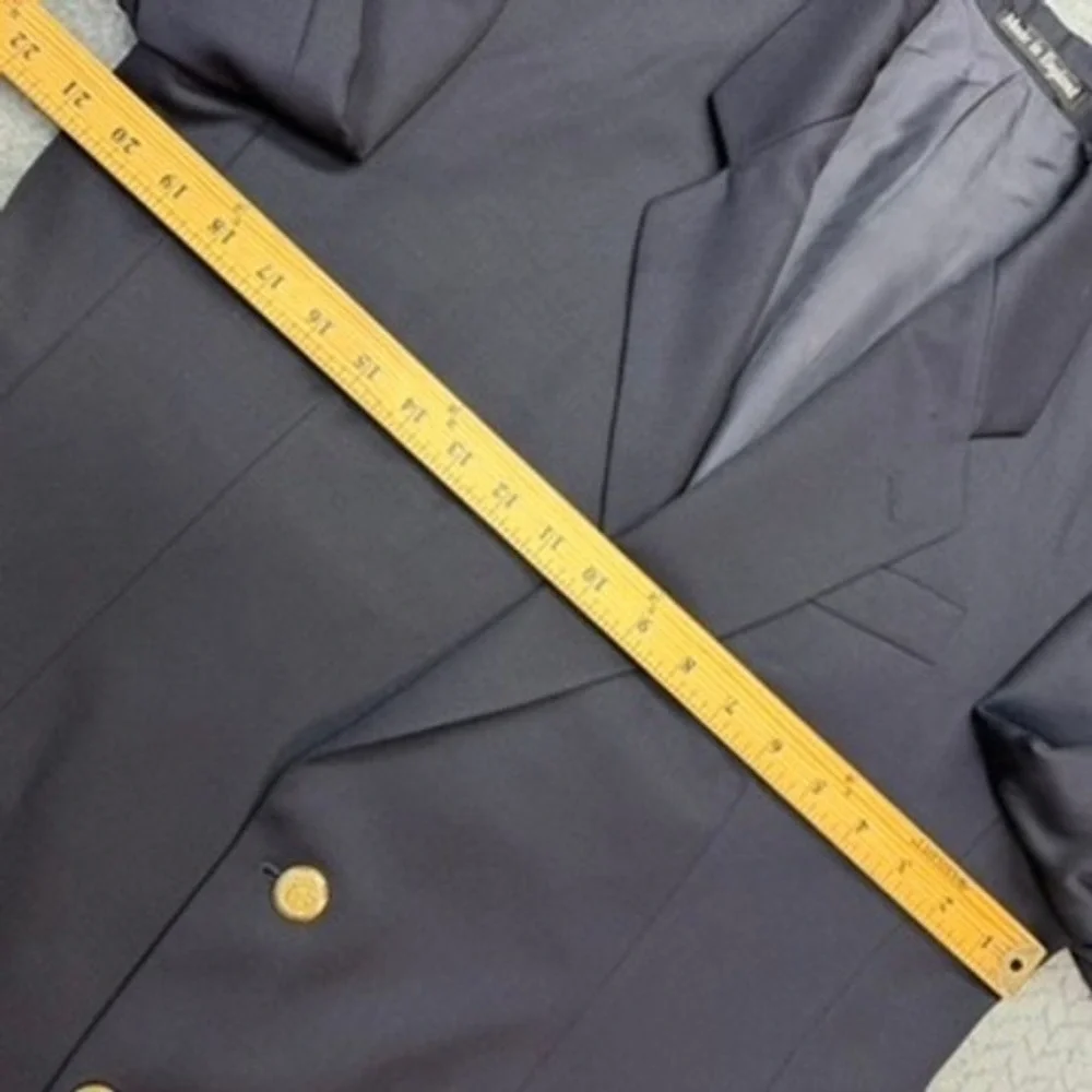 J.G. Chappel Blazer Mens 40R Navy Blue Solid Wool Vintage Made in England